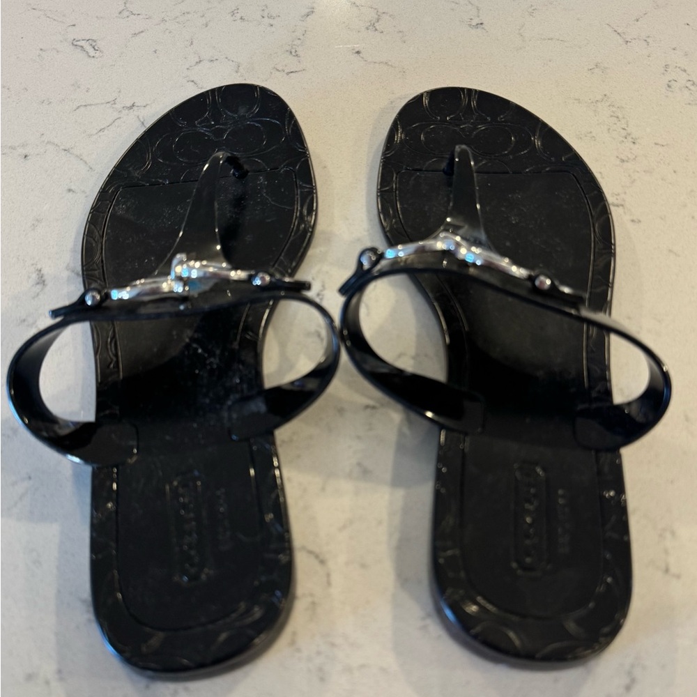 Coach Black Pennie Jelly Thong Flip Flop Sandals Size 8